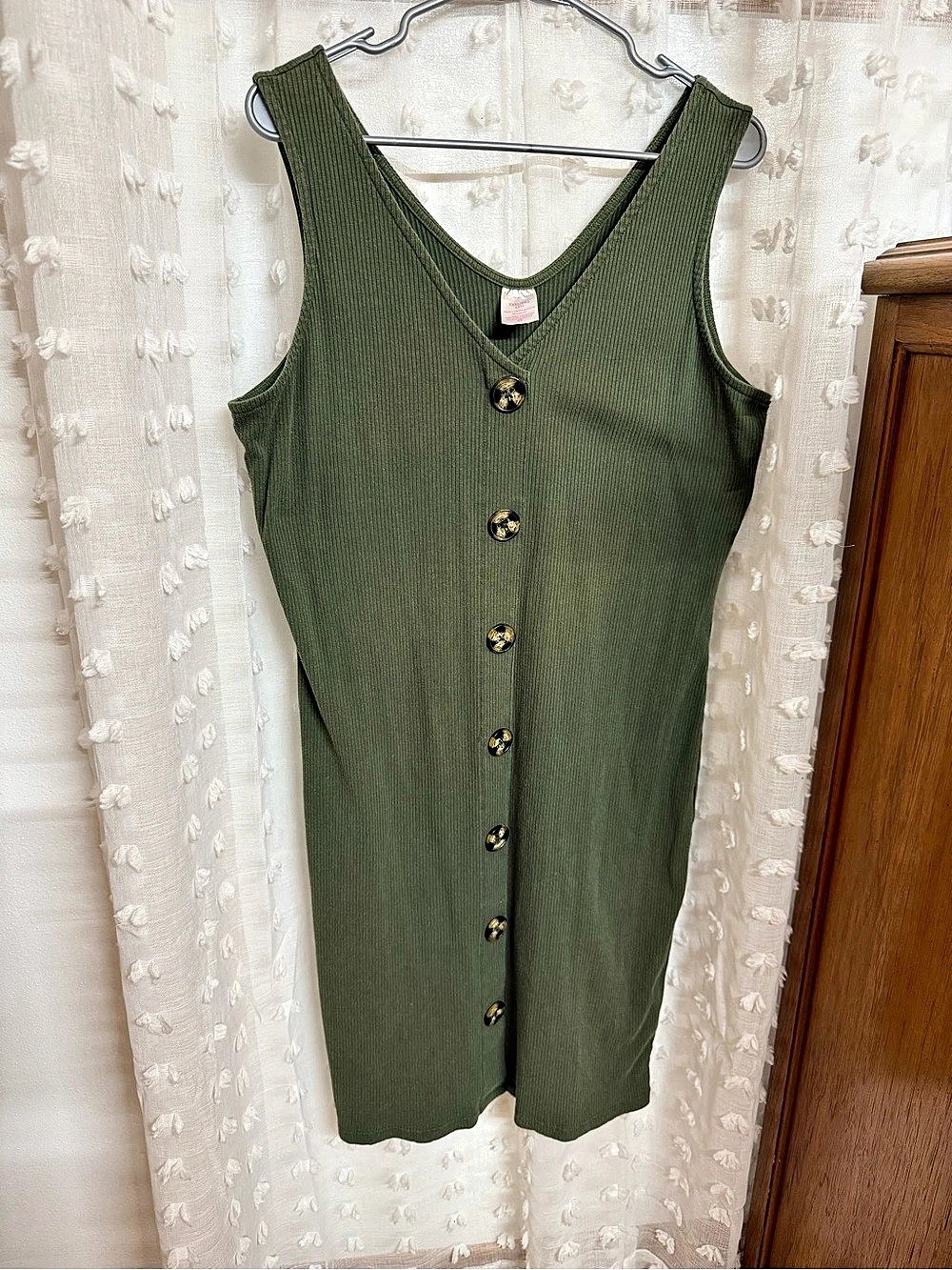 No Boundaries Ribbed Button Front Midi Dress Green Size XXXL/3X (fits like L/XL)